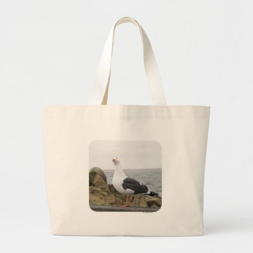 Tilt Head Seagull Cute Beach Photograph Large Tote Bag