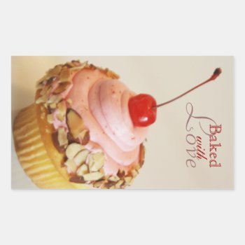 Tilted Cherry Cupcake Baking Stickers by TheHolidayEdge at Zazzle