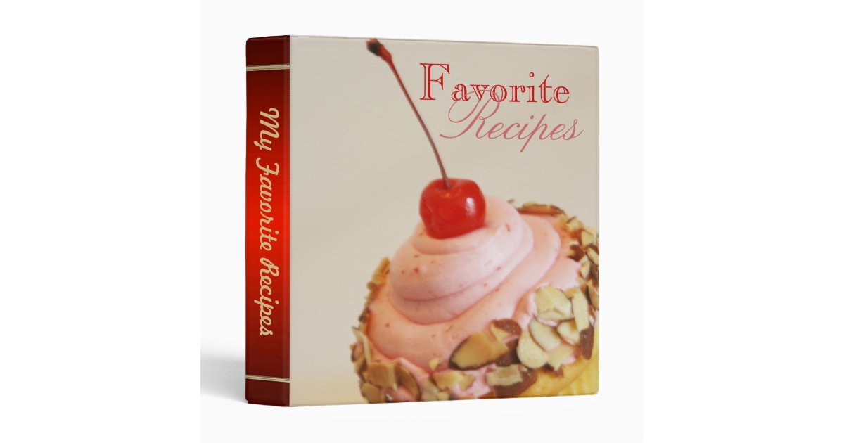 Tilted Cherry Cupcake Sweet Desert Recipe Binder | Zazzle
