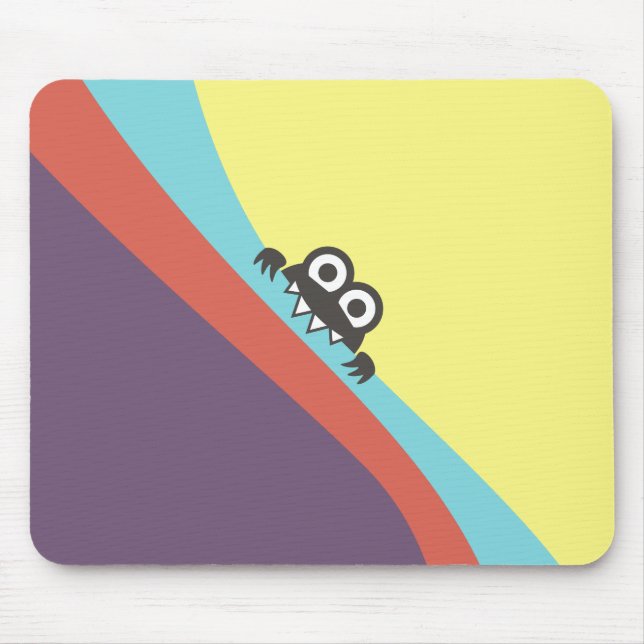 Tilted Colorful Fun Candy Biting Cartoon Bug Mouse Pad (Front)