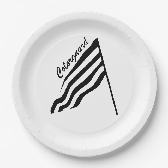 Tilted Colorguard Flag Paper Plates (Front)