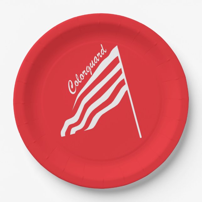 Tilted Colorguard Flag Paper Plates (Front)