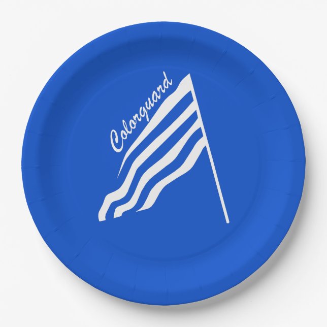 Tilted Colorguard Flag Paper Plates (Front)