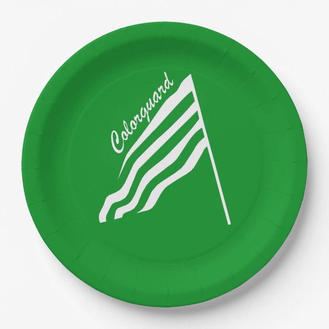 Tilted Colorguard Flag Paper Plates (Front)