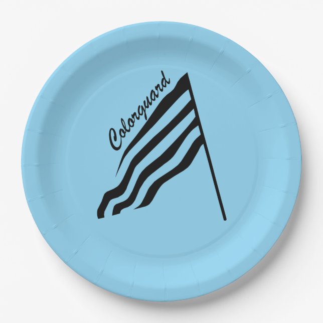 Tilted Colorguard Flag Paper Plates (Front)