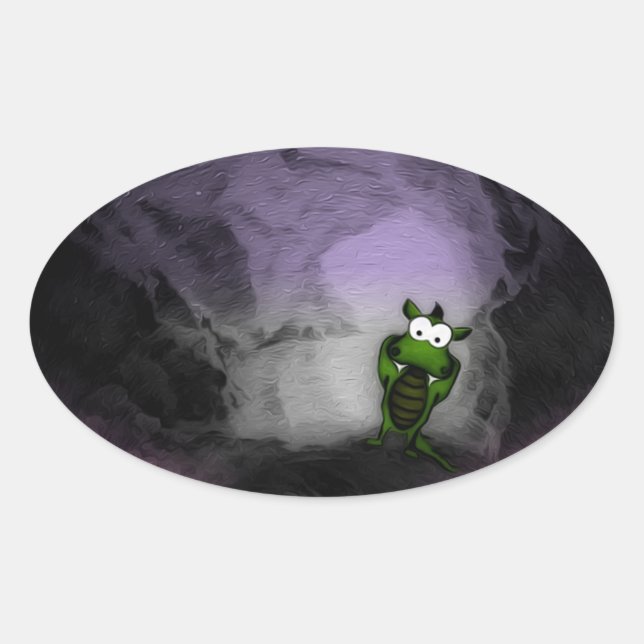 Tilted Dragon Oval Sticker (Front)