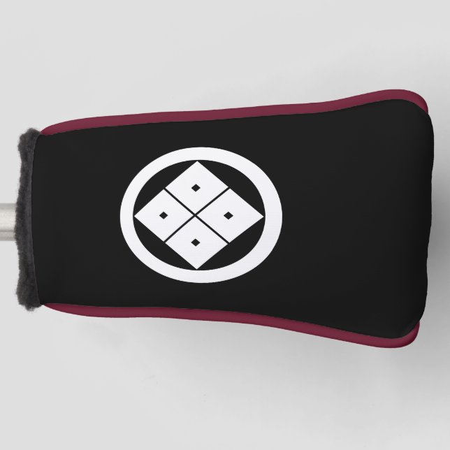 Tilted four-square-eyes in a circle golf head cover (Front)