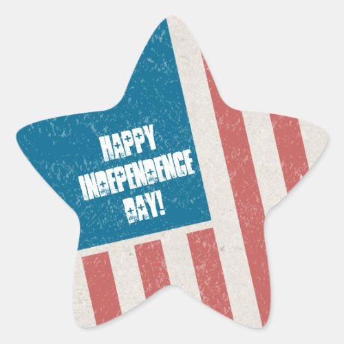 Tilted Grunge Flag Independence Day Party Star Sticker