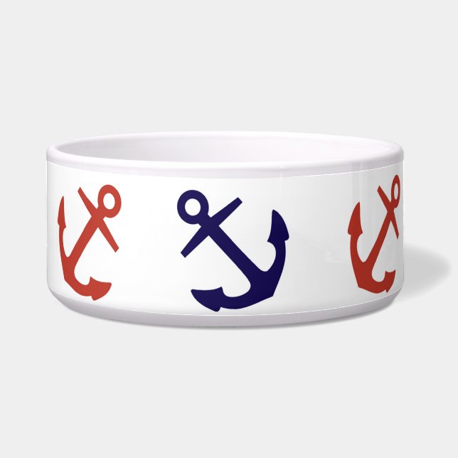 Tilted Nautical Anchor Pattern Bowl (Front)