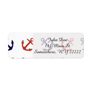 Tilted Nautical Anchor Pattern Label