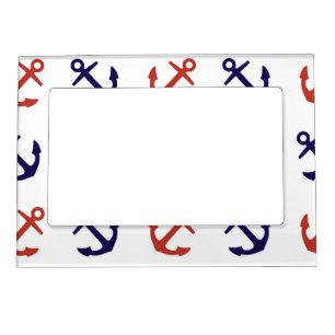 Tilted Nautical Anchor Pattern Magnetic Photo Frame