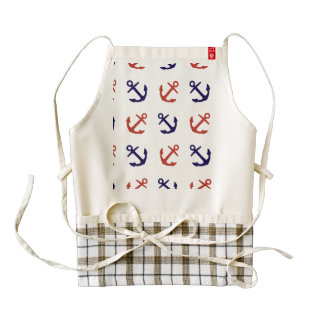 Tilted Nautical Anchor Pattern Zazzle HEART Apron
