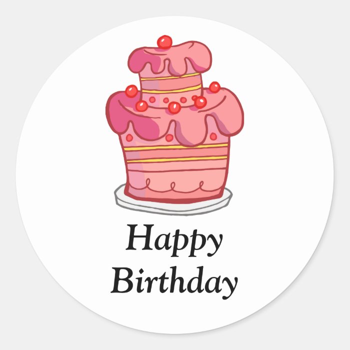 Tilted Pink Cake Stickers