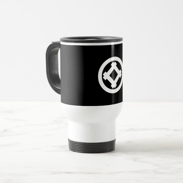 Tilted well frame in circle travel mug (Front Left)