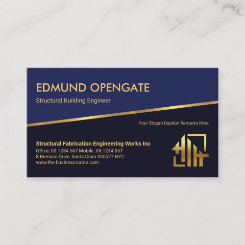 Tilting Gold Line Blue Layers Gold Rebar Engineer Business Card