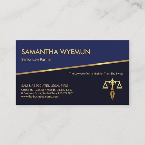 Tilting Gold Line Blue Shades Barrister Paralegal Business Card
