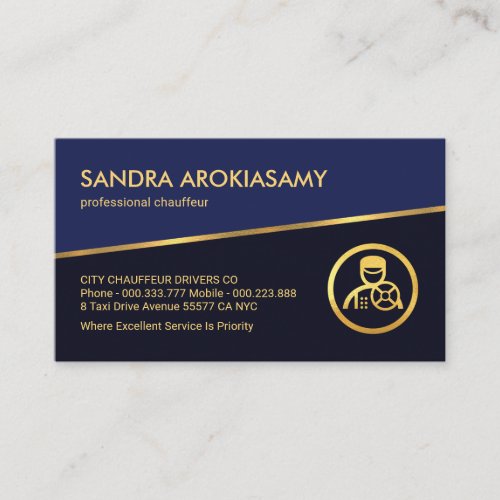 Tilting Gold Line Blue Shades Chauffeur Business Card