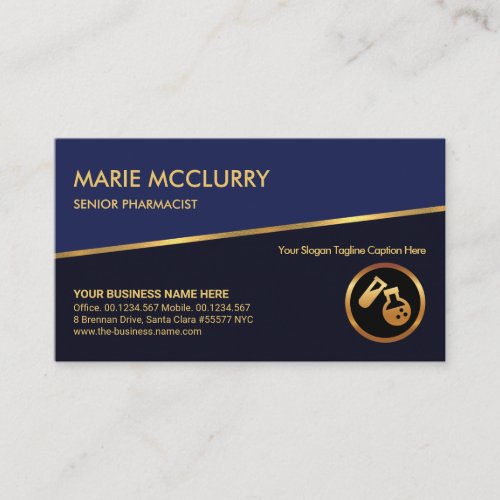 Tilting Gold Line Blue Shades Chemical Engineer Business Card