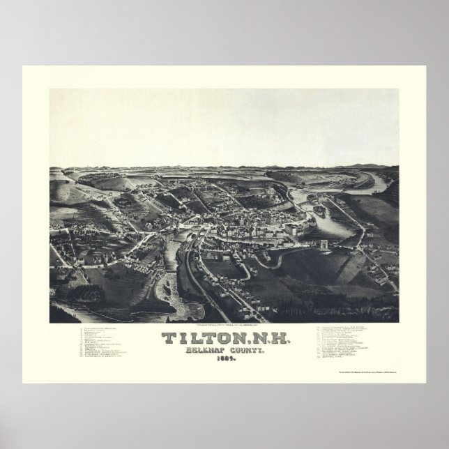 Tilton, NH Panoramic Map - 1884 Poster (Front)