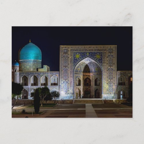 Tilya_Kori Madrasah in Registan square _ Samarkand Postcard