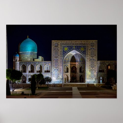 Tilya_Kori Madrasah in Registan square _ Samarkand Poster