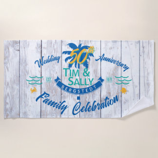 Tim & Sally's 50th Anniversary Beach Towel