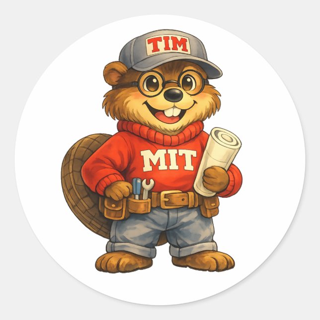 Tim the Beaver – Ghibli‑Inspired Mascot Classic Round Sticker (Front)