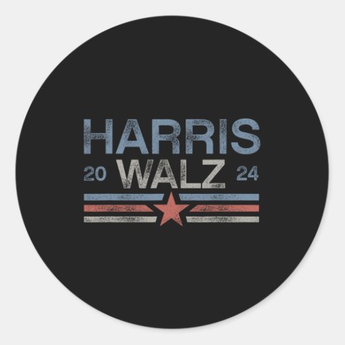 Tim Walz 2024 Aged Stripes Kamala Harris Waltz 202 Classic Round Sticker