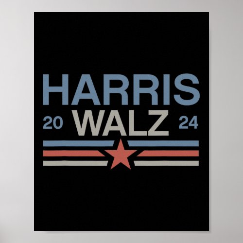 Tim Walz 2024 Retro Stripes Kamala Harris Waltz 20 Poster