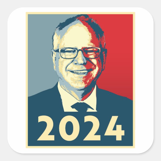 Tim Walz 2024 Square Sticker (Front)