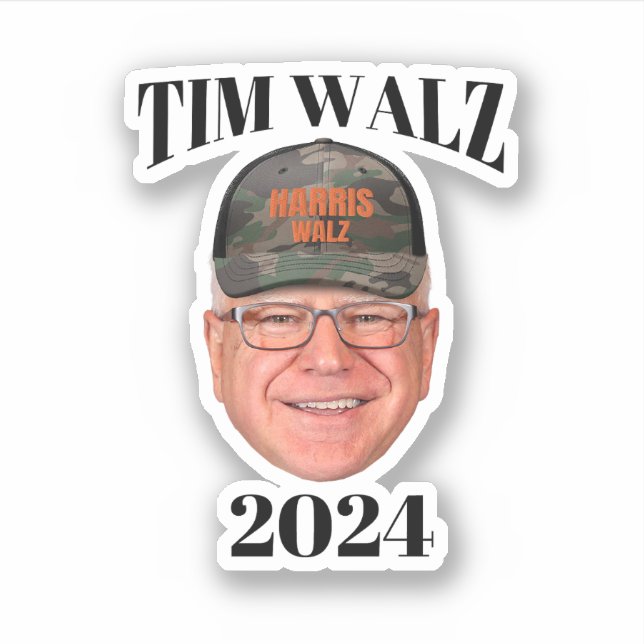 Tim Walz Camo Hat Sticker (Front)