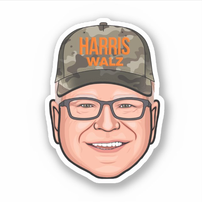 Tim Walz Camouflage Hat Sticker (Front)
