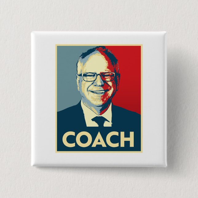 Tim Walz COACH Button (Front)