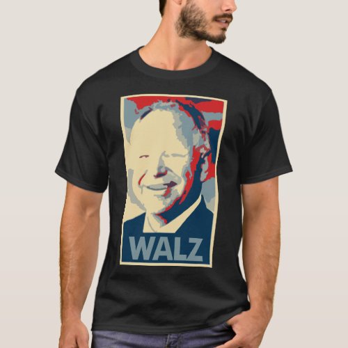 Tim Walz Poster Political Parody T_Shirt