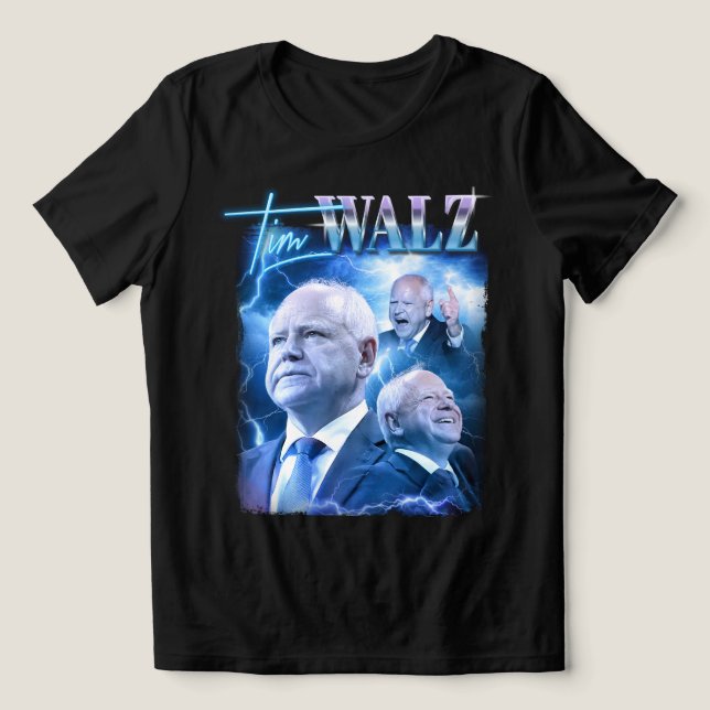 Tim Walz Retro 90s Style Tri-Blend Shirt (Design Front)