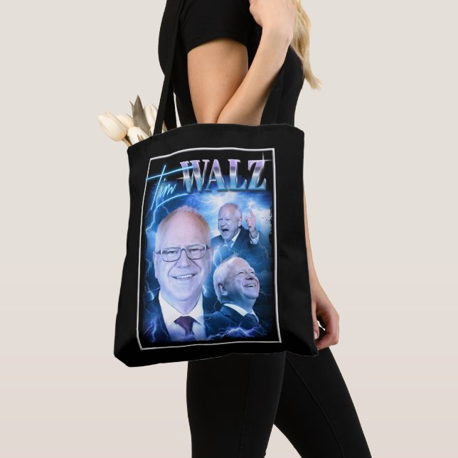 Tim Walz Retro 90s Tote Bag (Close Up)
