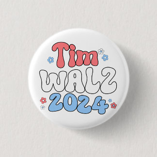 Tim Walz Retro Hippie Style Button