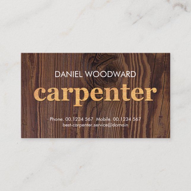 Timber Grain Carpenter Signage Woodwork Carpentry  Business Card (Front)