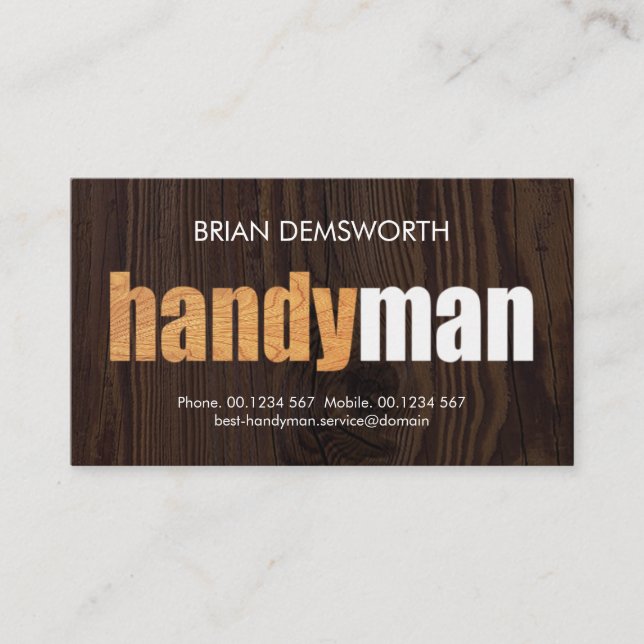 Timber Grain Handyman Signage Woodwork Carpentry Business Card (Front)