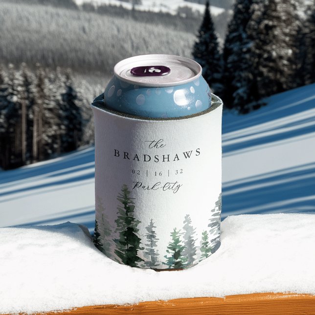 Timber Grove Evergreen Forest Wedding Favor Can Cooler (Creator Uploaded)