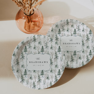 Timber Grove Evergreen Forest Wedding Paper Plates