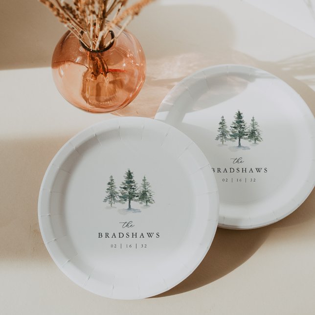 Timber Grove Evergreen Forest Wedding Paper Plates (Creator Uploaded)