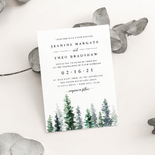 Timber Grove   Green Forest Wedding Invitation