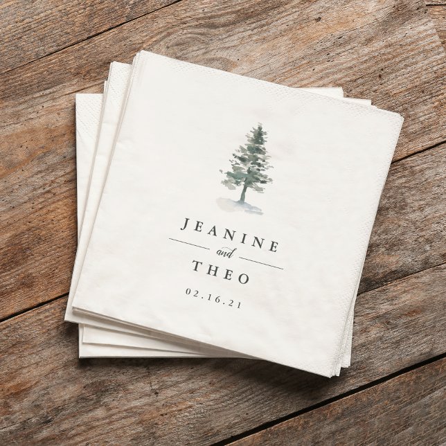 Timber Grove | Personalized Pine Tree Wedding Napkins (Creator Uploaded)