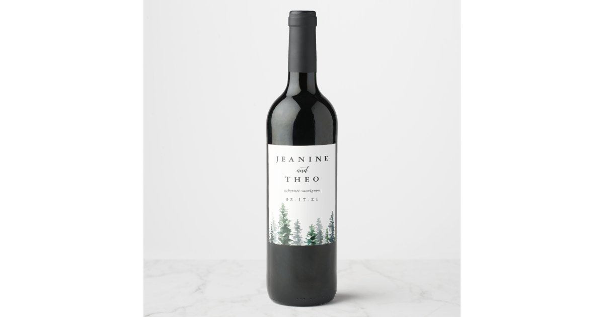 Timber Grove | Personalized Wedding Wine Label | Zazzle