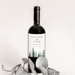 Timber Grove | Personalized Wedding Wine Label<br><div class="desc">Personalized wine labels are perfect for adding a unique custom touch to your table wine, wedding favors or welcome gifts. Rustic elegant design for fall or winter weddings features your names, wedding date and wine varietal or custom message in elegant lettering, with a bottom border of watercolor pine trees in...</div>