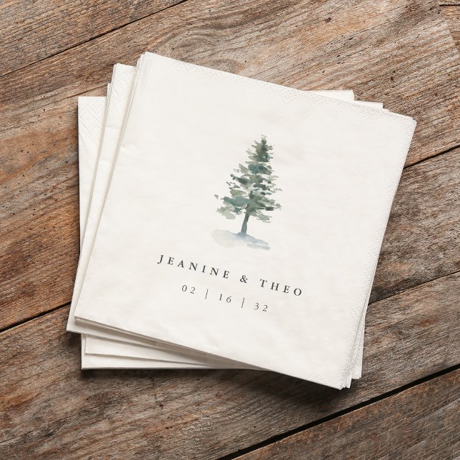 Timber Grove | Personalized Winter Wedding Napkins (Creator Uploaded)