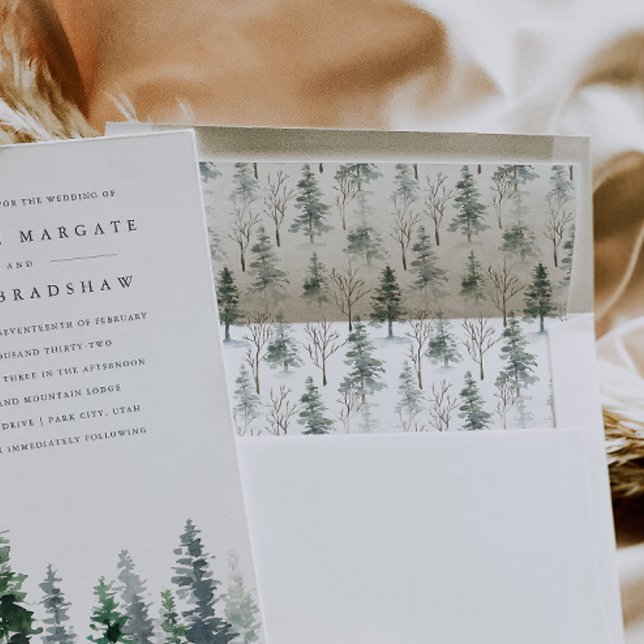 Timber Grove | Pine Tree Pattern Wedding Envelope Liner (Creator Uploaded)