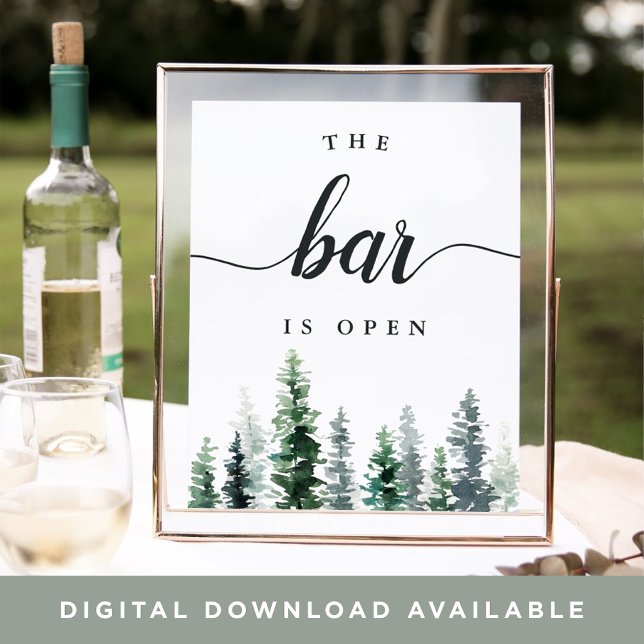 Timber Grove "The Bar is Open" Wedding Sign (Creator Uploaded)
