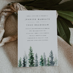 Timber Grove Winter Evergreen Forest Wedding Invitation